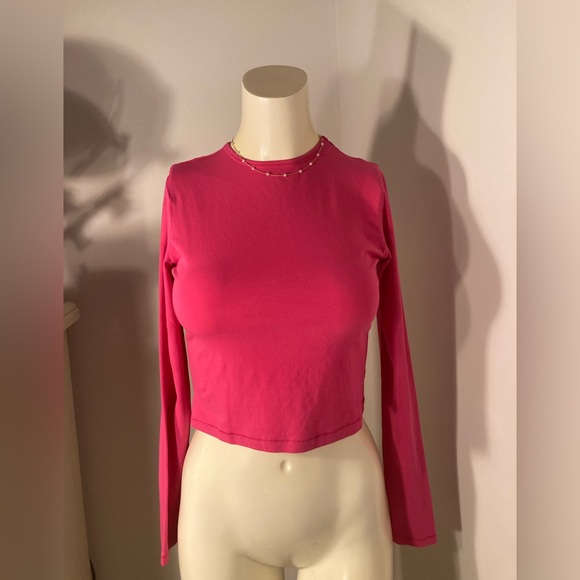 RARE Skims Size 2X Cropped Long Sleeve T-Shirt Top AP-LGS-1370 Raspberry NWT - Picture 4 of 6